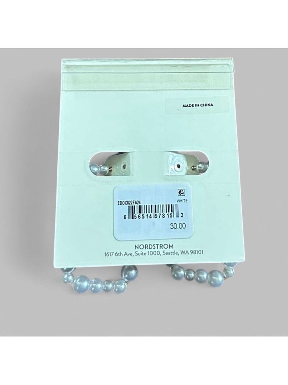 Open Edit-Faux Pearl Rectangle Earrings-white/Gold-NWT - Picture 5 of 6